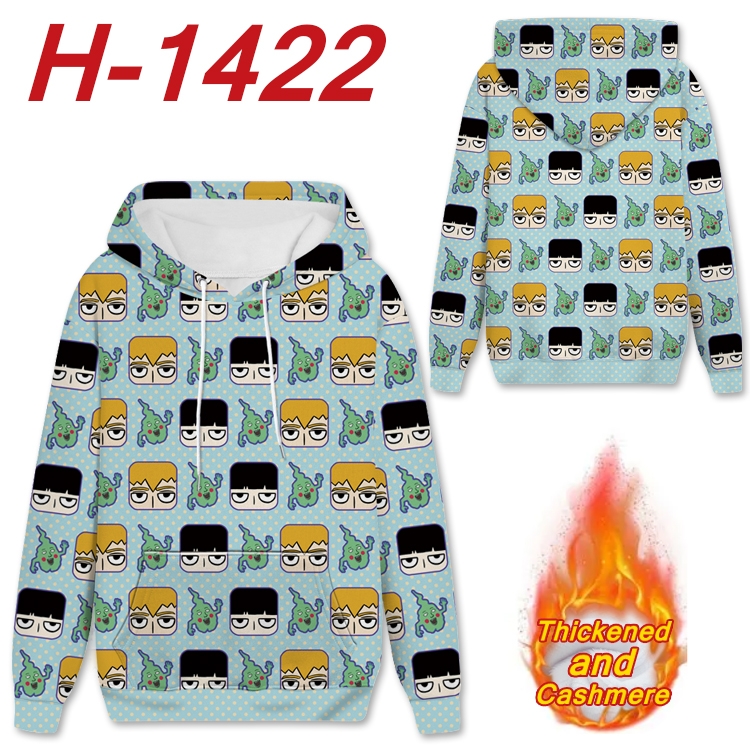 Mob Psycho 100 Anime plus velvet padded pullover hooded sweater from S to 4XL H-1422