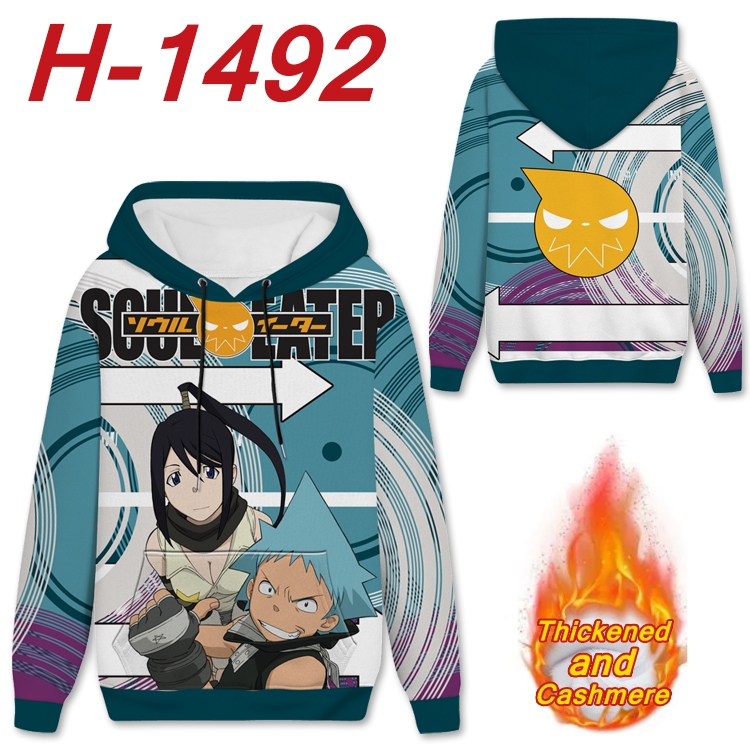 Soul Eater anime thickened hooded pullover sweater from S to 4XL H-1492