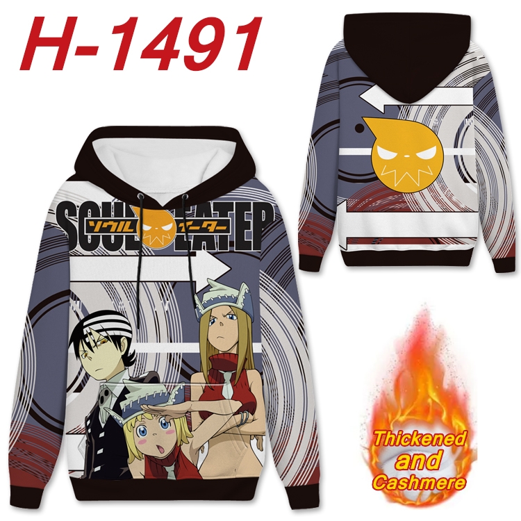 Soul Eater anime thickened hooded pullover sweater from S to 4XL H-1491