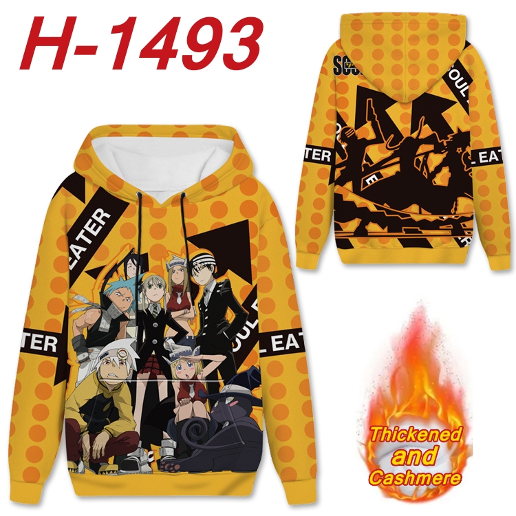 Soul Eater anime thickened hooded pullover sweater from S to 4XL H-1493