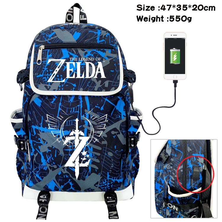 The Legend of Zelda Camouflage Waterproof Canvas Flip Backpack Student Schoolbag 47X35X20CM