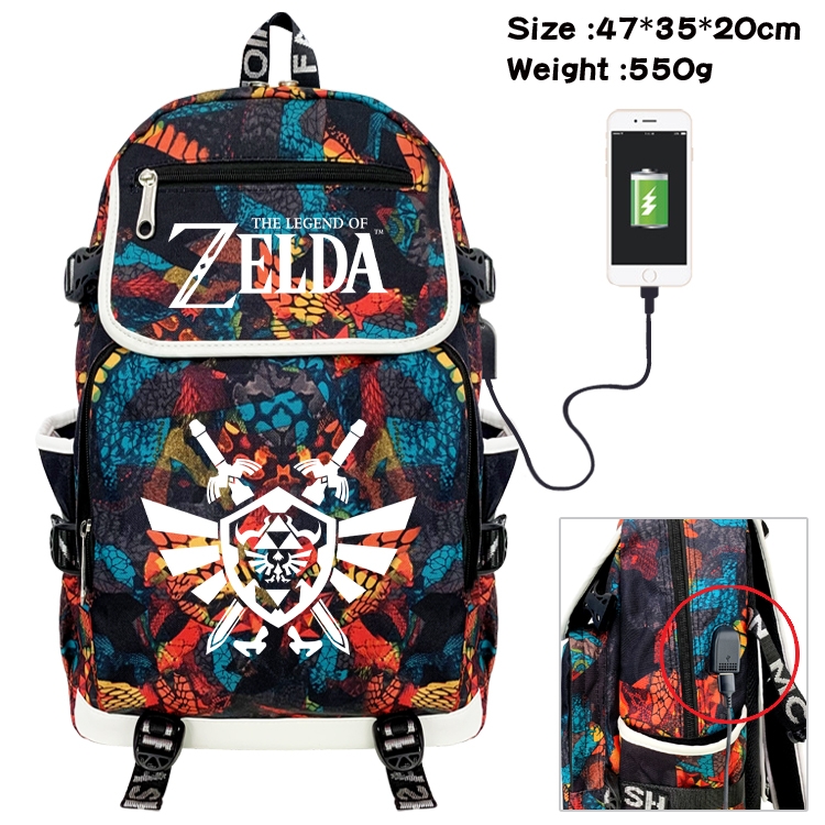 The Legend of Zelda Camouflage Waterproof Canvas Flip Backpack Student Schoolbag 47X35X20CM