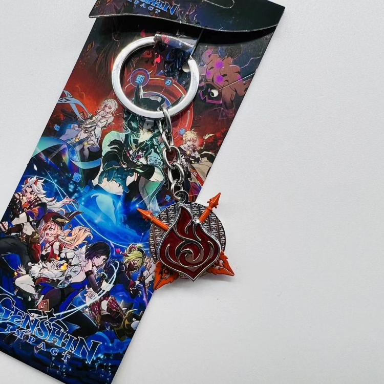 Genshin Impact Anime Peripheral Metal Rotating Keychain Pendant price for 5 pcs