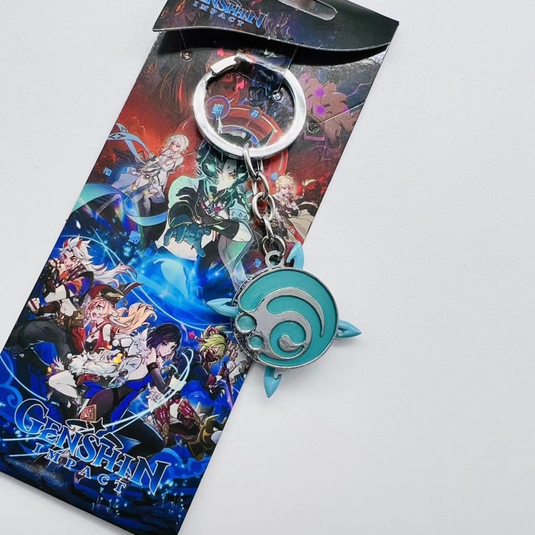 Genshin Impact Anime Peripheral Metal Rotating Keychain Pendant price for 5 pcs