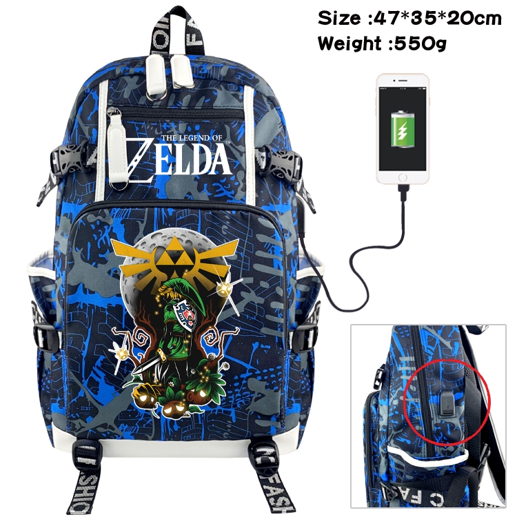 The Legend of Zelda Anime data cable camouflage print backpack schoolbag 47x35x20cm