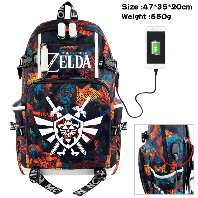 The Legend of Zelda Anime data cable camouflage print backpack schoolbag 47x35x20cm