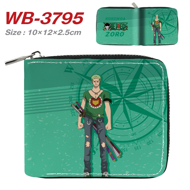 One Piece Anime Full Color Short All Inclusive Zipper Wallet 10x12x2.5cm WB-3795A