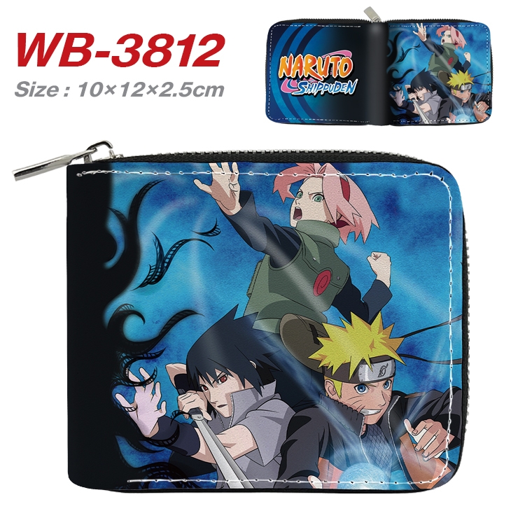 Naruto Anime Full Color Short All Inclusive Zipper Wallet 10x12x2.5cm WB-3812A