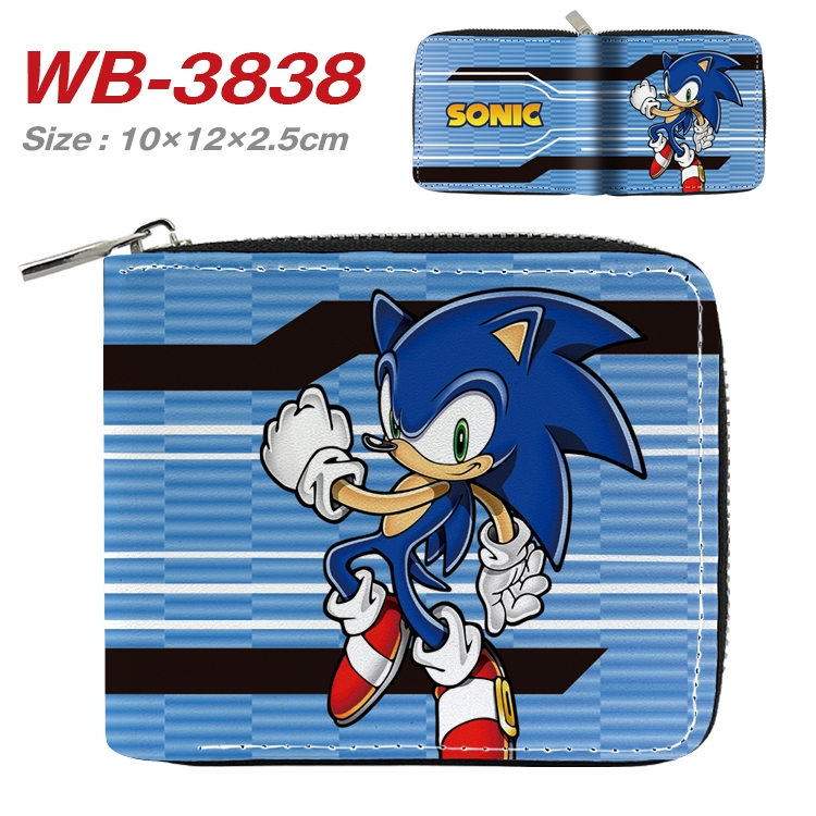 Sonic The Hedgehog Anime Full Color Short All Inclusive Zipper Wallet 10x12x2.5cm WB-3838A