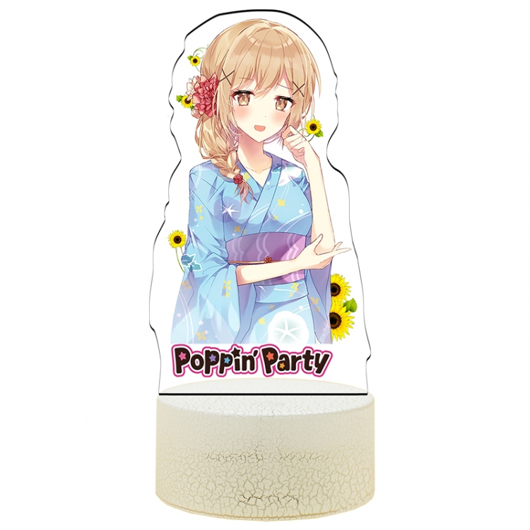 BanG Dream!  Color Acrylic Night Light 16 Color-changing Remote Control USB Interface Box Set 19X7X4CM white cracked bas