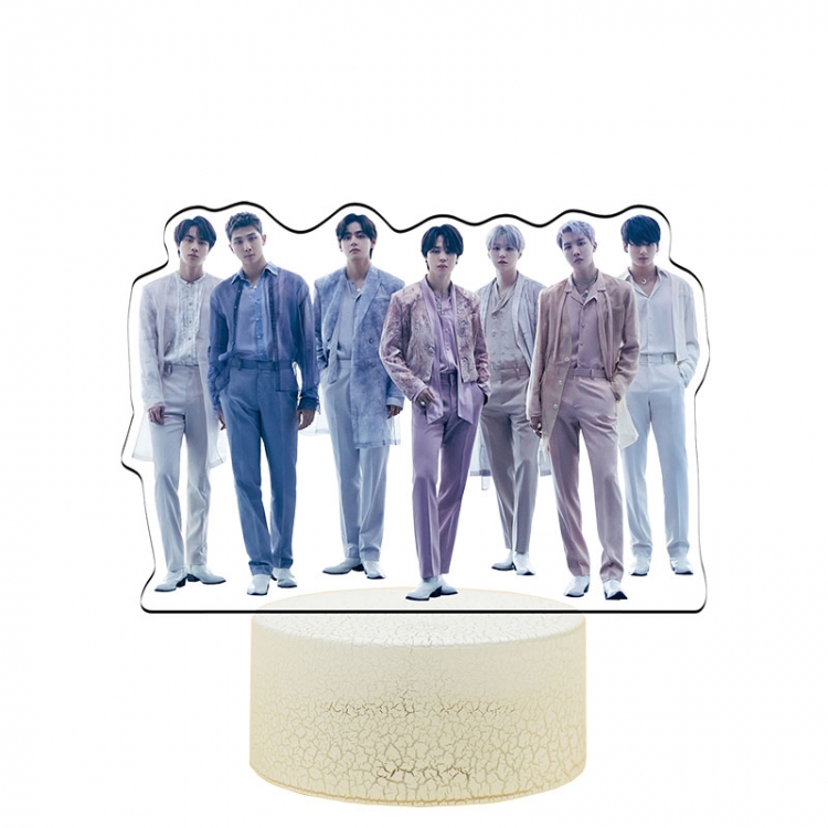 BTS Color Acrylic Night Light 16 Color-changing Remote Control USB Interface Box Set 19X7X4CM white cracked base