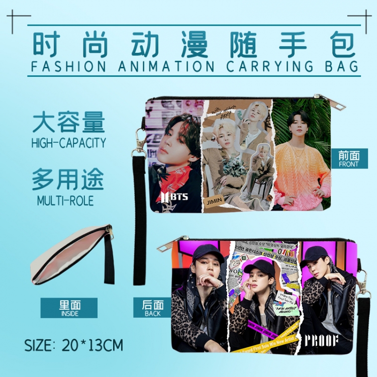 BTS Movie star fashion large capacity handbag cosmetic bag pencil case 20x13cm