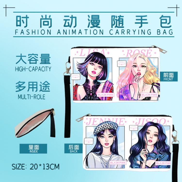 BLACK PINK Movie star fashion large capacity handbag cosmetic bag pencil case 20x13cm