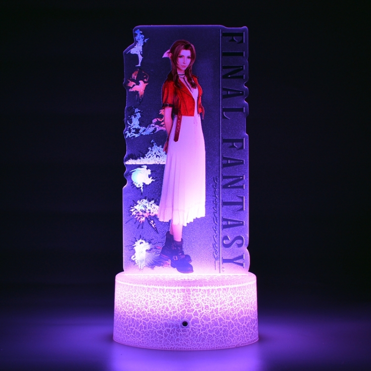 Final Fantasy Color Acrylic Night Light 16 Color-changing Remote Control USB Interface Box Set 19X7X4CM white cracked ba