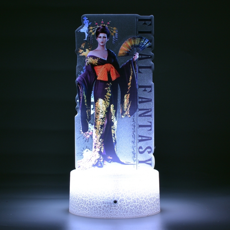 Final Fantasy Color Acrylic Night Light 16 Color-changing Remote Control USB Interface Box Set 19X7X4CM white cracked ba