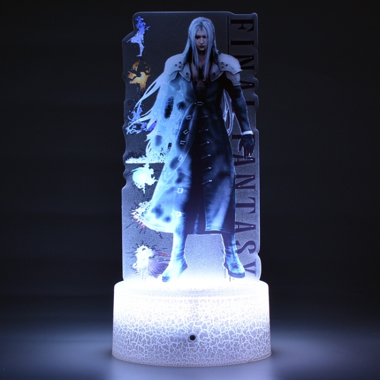 Final Fantasy Color Acrylic Night Light 16 Color-changing Remote Control USB Interface Box Set 19X7X4CM white cracked ba