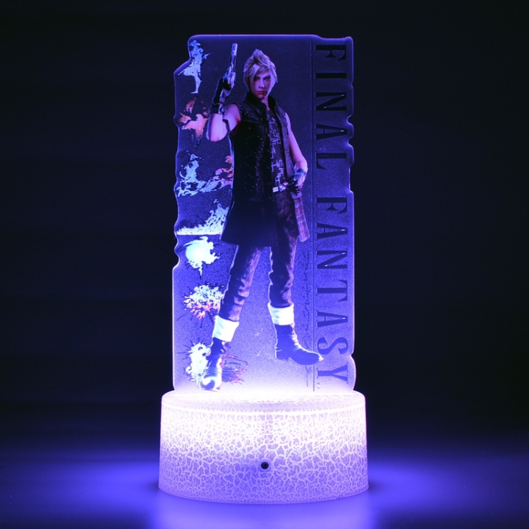 Final Fantasy Color Acrylic Night Light 16 Color-changing Remote Control USB Interface Box Set 19X7X4CM white cracked ba