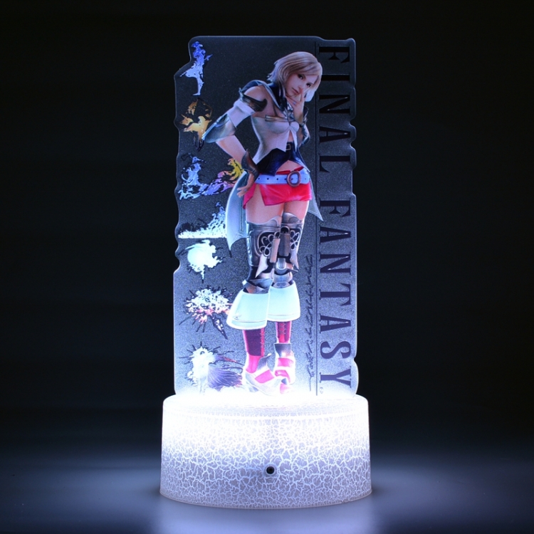 Final Fantasy Color Acrylic Night Light 16 Color-changing Remote Control USB Interface Box Set 19X7X4CM white cracked ba