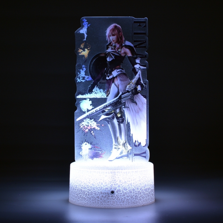 Final Fantasy Color Acrylic Night Light 16 Color-changing Remote Control USB Interface Box Set 19X7X4CM white cracked ba