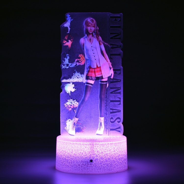 Final Fantasy Color Acrylic Night Light 16 Color-changing Remote Control USB Interface Box Set 19X7X4CM white cracked ba