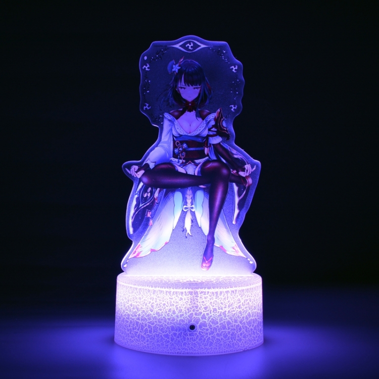 Genshin Impact Acrylic Night Light 16 Color-changing Remote Control USB Interface Box Set 19X7X4CM white cracked base