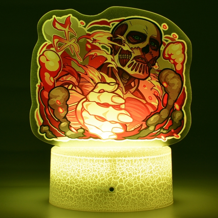 Shingeki no Kyojin Q version Acrylic night light 16 kinds of color changing USB interface box 14X7X4CM white  base