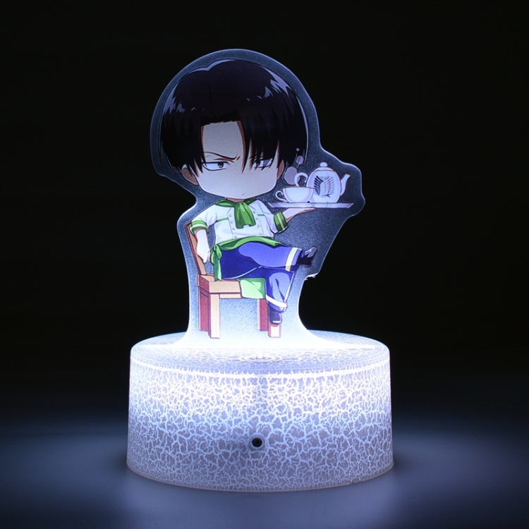 Shingeki no Kyojin Q version Acrylic night light 16 kinds of color changing USB interface box 14X7X4CM white  base