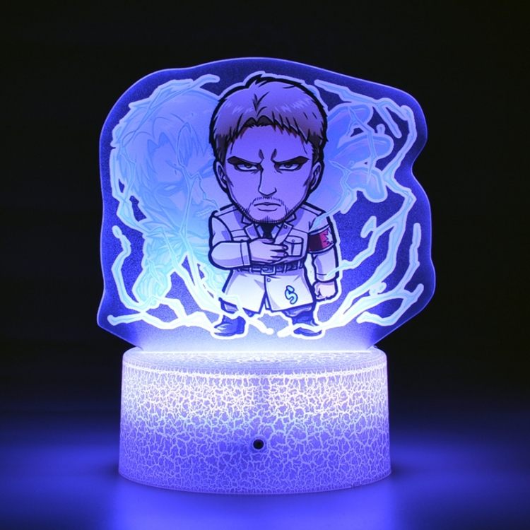 Shingeki no Kyojin Q version Acrylic night light 16 kinds of color changing USB interface box 14X7X4CM white  base