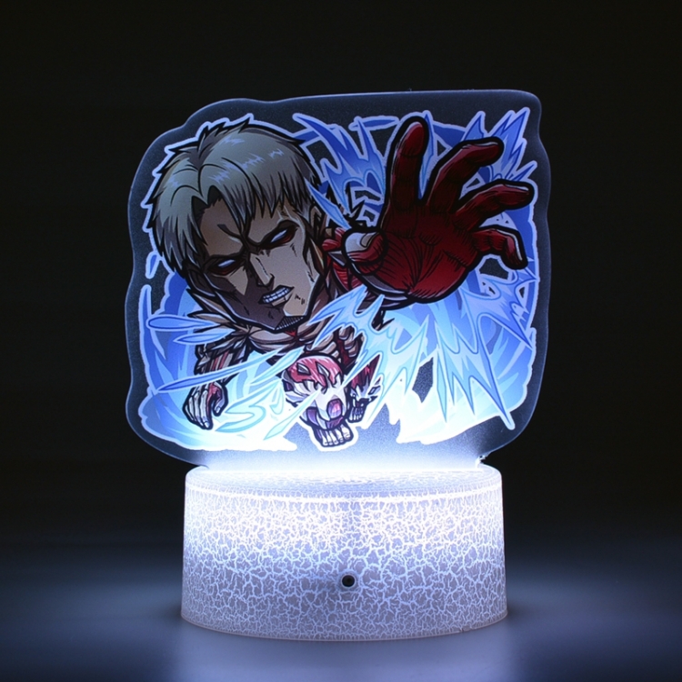 Shingeki no Kyojin Q version Acrylic night light 16 kinds of color changing USB interface box 14X7X4CM white  base