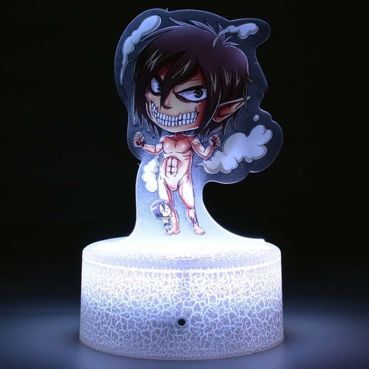 Shingeki no Kyojin Q version Acrylic night light 16 kinds of color changing USB interface box 14X7X4CM white  base