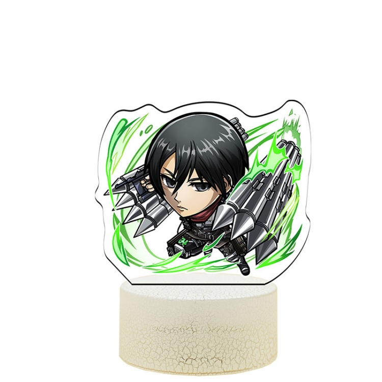 Shingeki no Kyojin Q version Acrylic night light 16 kinds of color changing USB interface box 14X7X4CM white  base