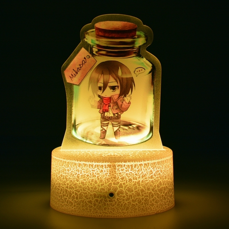 Shingeki no Kyojin Q version Acrylic night light 16 kinds of color changing USB interface box 14X7X4CM white  base