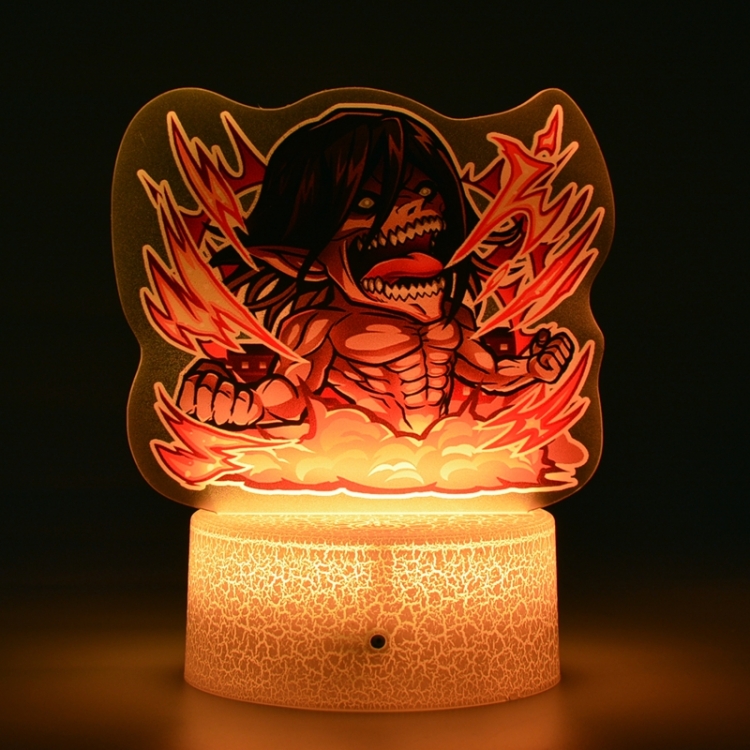 Shingeki no Kyojin Q version Acrylic night light 16 kinds of color changing USB interface box 14X7X4CM white  base