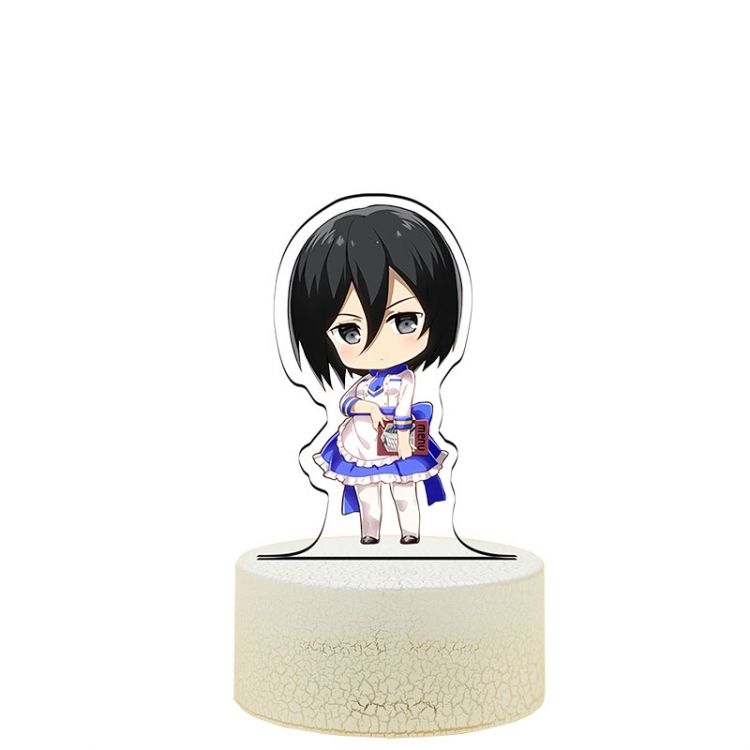 Shingeki no Kyojin Q version Acrylic night light 16 kinds of color changing USB interface box 14X7X4CM white  base