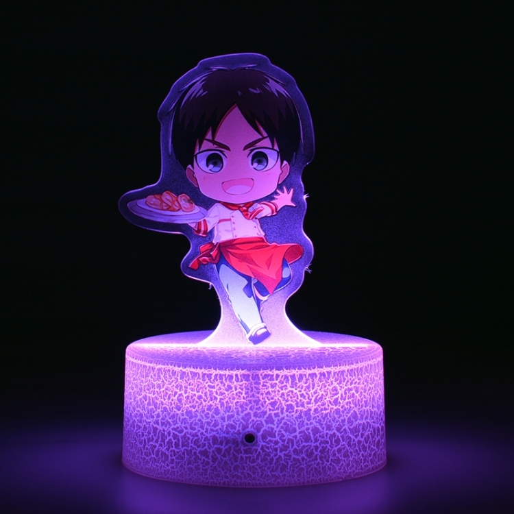 Shingeki no Kyojin Q version Acrylic night light 16 kinds of color changing USB interface box 14X7X4CM white  base