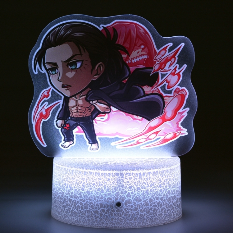 Shingeki no Kyojin Q version Acrylic night light 16 kinds of color changing USB interface box 14X7X4CM white  base