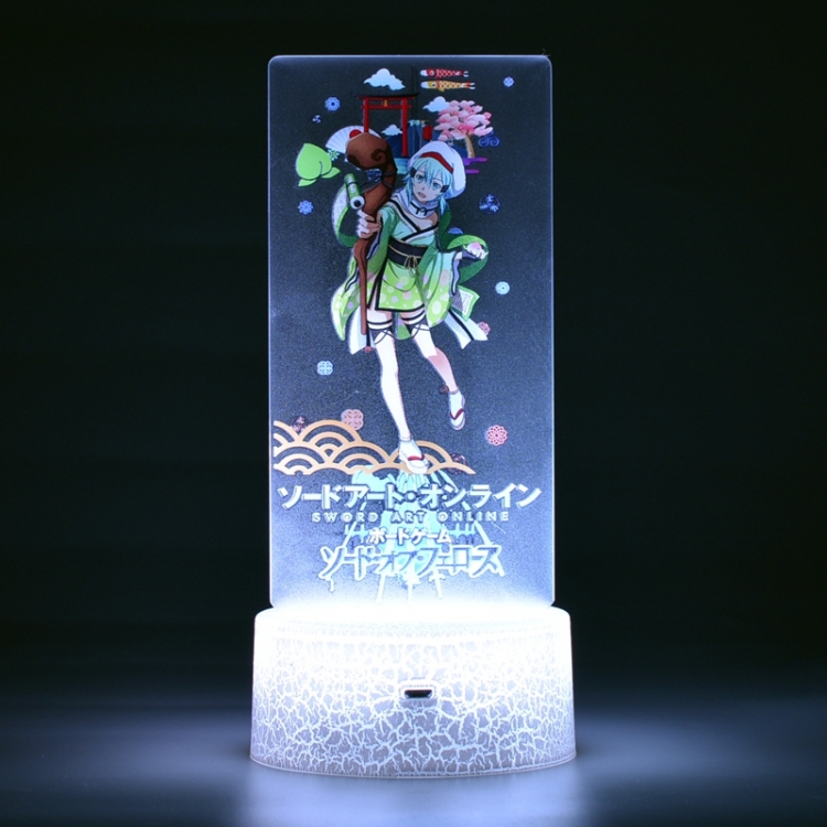 Sword Art Online Acrylic Night Light 16 Color-changing USB Interface Box Set 19X7X4CM white base