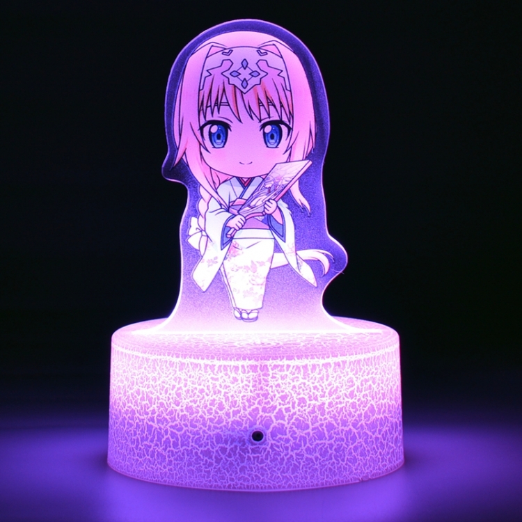 Sword Art Online Version Q Acrylic night light 16 kinds of color changing USB interface box 14X7X4CM white base