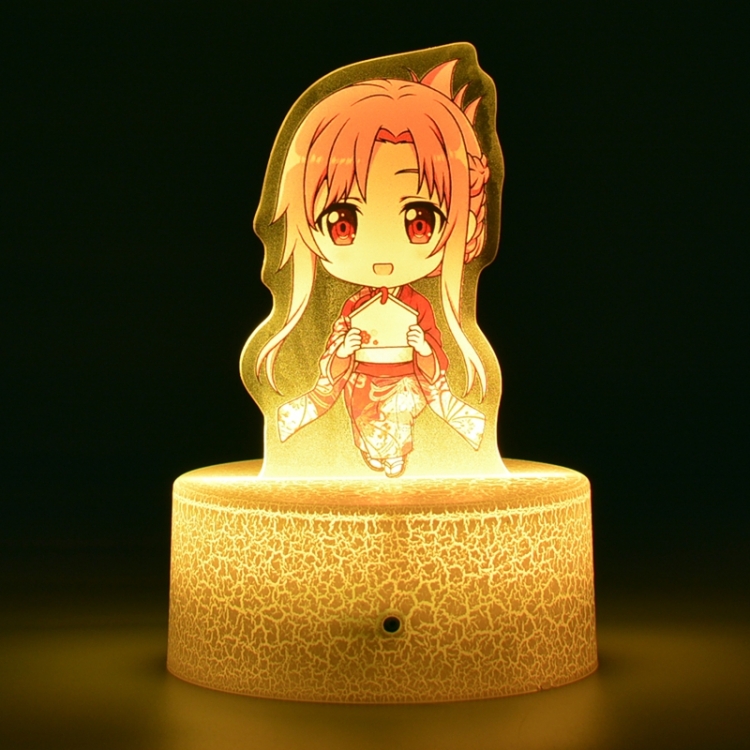 Sword Art Online Version Q Acrylic night light 16 kinds of color changing USB interface box 14X7X4CM white base