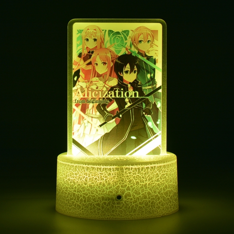 Sword Art Online Acrylic night light 16 kinds of color changing USB interface box 14X7X4CM white base