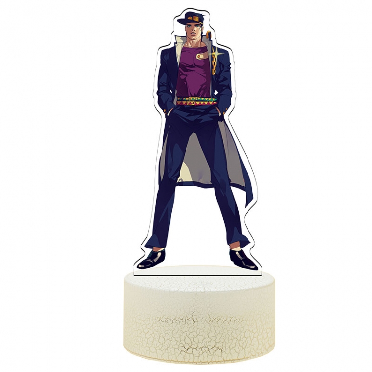 JoJos Bizarre Adventure Acrylic Night Light 16 Color-changing USB Interface Box Set 19X7X4CM white base