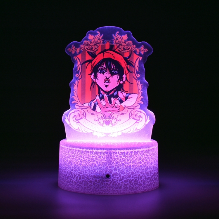 JoJos Bizarre Adventure Acrylic night light 16 kinds of color changing USB interface box 14X7X4CM white base