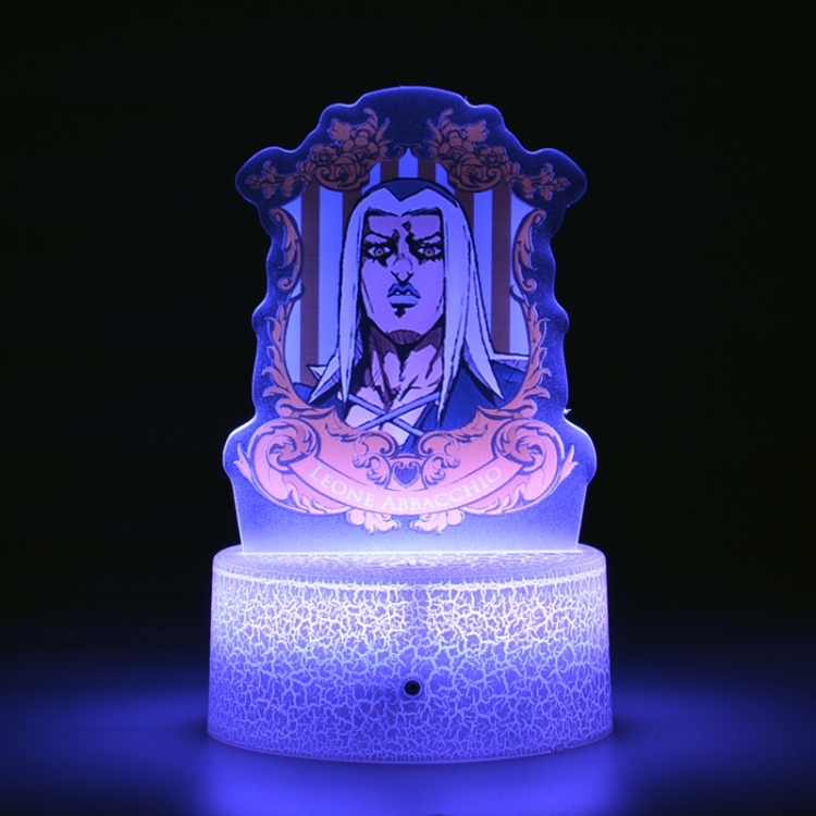 JoJos Bizarre Adventure Acrylic night light 16 kinds of color changing USB interface box 14X7X4CM white base