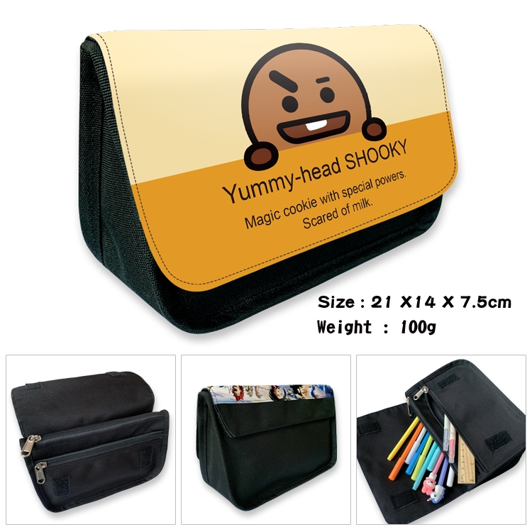 BTS Velcro canvas zipper pencil case Pencil Bag 21×14×7.5cm