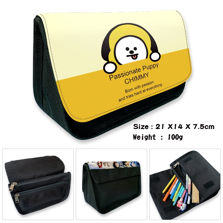 BTS Velcro canvas zipper pencil case Pencil Bag 21×14×7.5cm