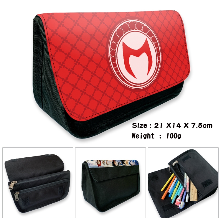 Superhero Velcro canvas zipper pencil case Pencil Bag 21×14×7.5cm