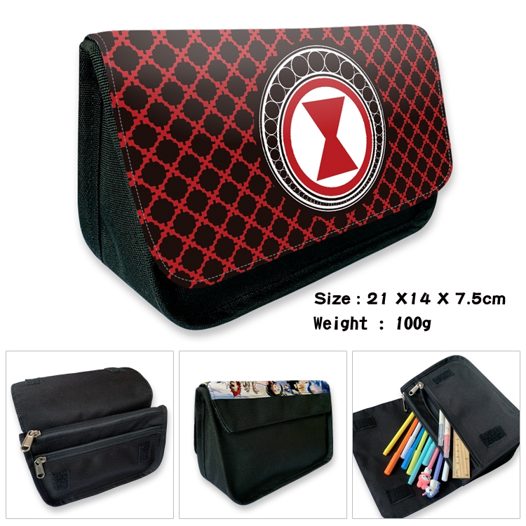 Superhero Velcro canvas zipper pencil case Pencil Bag 21×14×7.5cm
