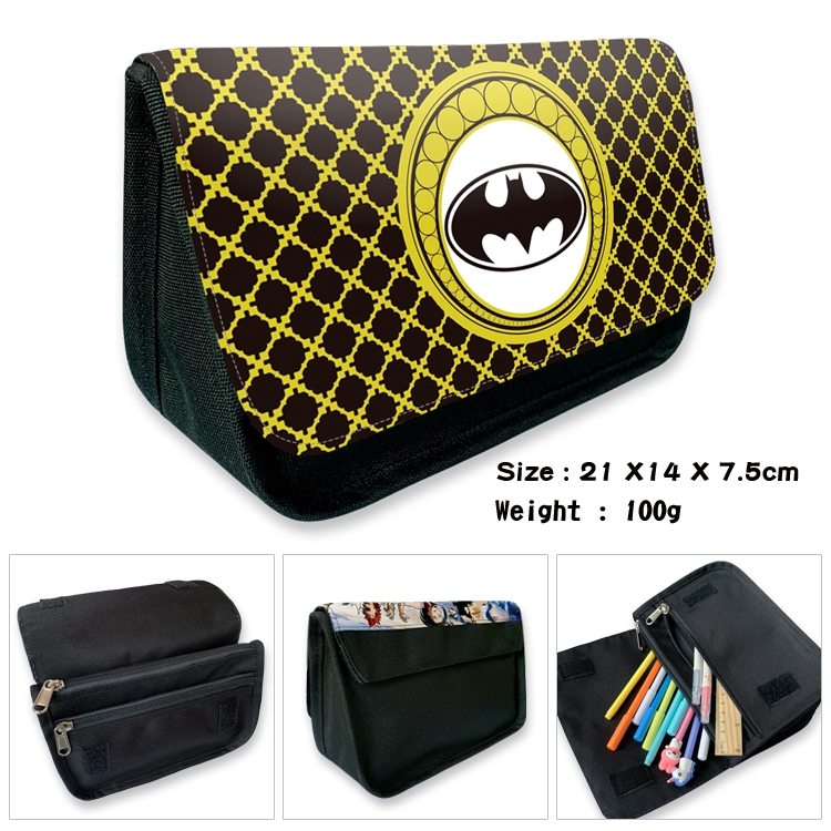 Superhero Velcro canvas zipper pencil case Pencil Bag 21×14×7.5cm