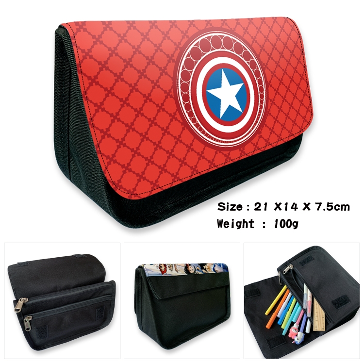 Superhero Velcro canvas zipper pencil case Pencil Bag 21×14×7.5cm