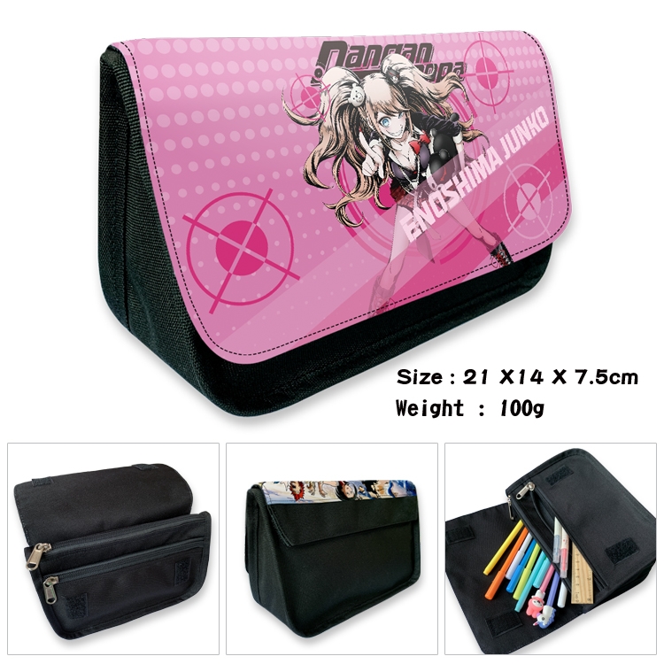 Dangan-Ronpa Velcro canvas zipper pencil case Pencil Bag 21×14×7.5cm